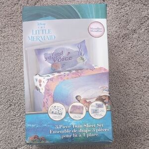 Disney Little Mermaid Twin Sheet Set - Blue and Purple